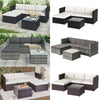 L-shaped Corner Sofa Glass Table Stool Rattan Garden Furniture Patio Lounge Set