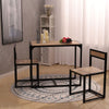 3 Piece Compact Dining Table & 2 Chairs Set Wooden Metal Legs Kitchen Bistro Set