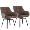 2xSwivel Dining Chairs Brown Faux Leather Padded Seat Dining room Modern