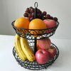 2 Tier Fruit Basket Holder Rack Vegetable Bowl Storage Stand Black Tableware