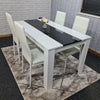 Dining Table Set and 6 4 black white Leather chairs kitchen table set of 4 or 6