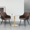 Set of 2 Grey/Brown/Beige Dining Chairs Fuax Leather Padded Seat Metal Legs PU