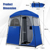 Double-Room Camping Shower Tent Changing Room Privacy Tent W/ Ground Stakes