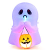 4 FT Halloween Inflatable Colorful Dimming Ghost Holding Pumpkin Blow-up Ghost