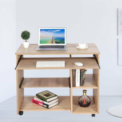 Mobile PC Table Computer Laptop Desk Study Workstation With Keyboard Tray Shelf