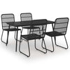 5 Piece Outdoor Dining Set Poly Rattan and Glass K0L7