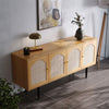 160CM Light Wood Effect Rattan Sideboard Large 4 Door 8 Cubbies Storage Cabinet