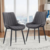 Set of 2 Dining Chairs Velvet Padded Seat Metal Leg Kitchen Chairs Multicolor
