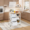 Rolling Kitchen Serving Cart Mobile Utility Trolley w/3 Drawers & Removable Tray