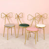 2PCS Pink Velvet Chairs Folding Dressing Vanity Makeup Stools Seats Bow Backrest