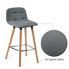 2 Pcs PU Leather Bar Stools Breakfast Stool Kitchen Pub Chairs Seat Grey