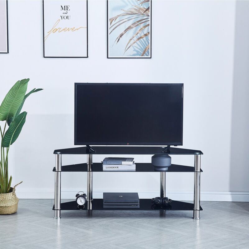 3 layer deals glass tv stand