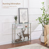 Clear Tempered Glass Console Table Entryway Hallway Living Room w/ Storage Shelf