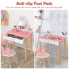 Kids Vanity Table and Chair Set Pretend Makeup Dressing Table W/ Mirror & Drawer