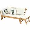 Outdoor Daybed Patio Convertible Couch Sofa Bed Wood Folding Chaise Lounge Bench