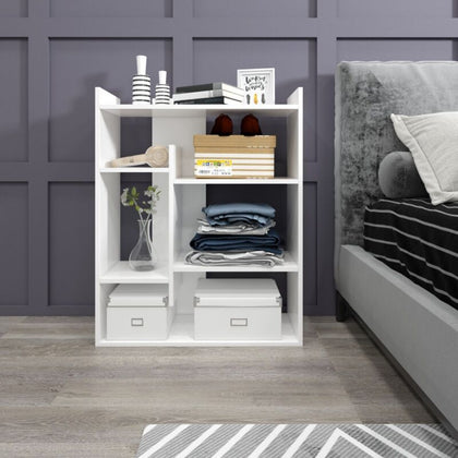 White Bookcase Shelving Display Shelves Storage Unit Organizer Wood Shelf