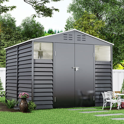 8.5 x 8ft Steel Garden Bike Garage Outdoor Tool Storage Sheds House Double Door