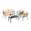 4 Piece Patio Conversation Set Outdoor Furniture Set Loveseat Bench Coffee Table