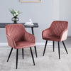 Set of 2 Pink Dining Chair Velvet Breakfast Chair Metal Legs Dining Room Kitchen