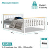 Solid Wooden Bed Frame White 3FT Single Bed Double King Size Pine Slatted Bed