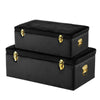 Set of 2 Velvet Wood Storage Trunks Chests Box Case Bedroom Living Room Lockable