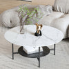 High Gloss Marble Coffee Table Large 2 Layer Side End Table Living Room Bedroom