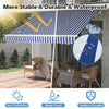 Awning Manual Outdoor Garden Canopy Patio Sun Shade Shelter Blue White 250X200CM