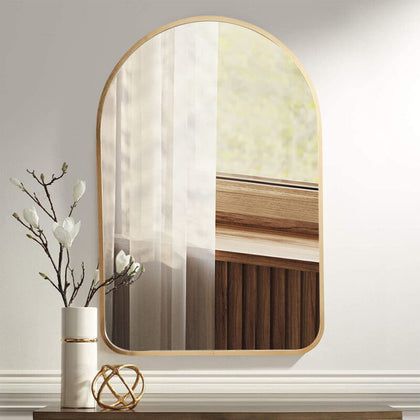 Large Gold Arched Frame Mirror Wall Hanging Bathroom Dressing HD Mirrors 50x70cm