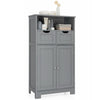 Bathroom Floor Cabinet Wooden Storage Cupboard with Adjustable Shelf & Doors
