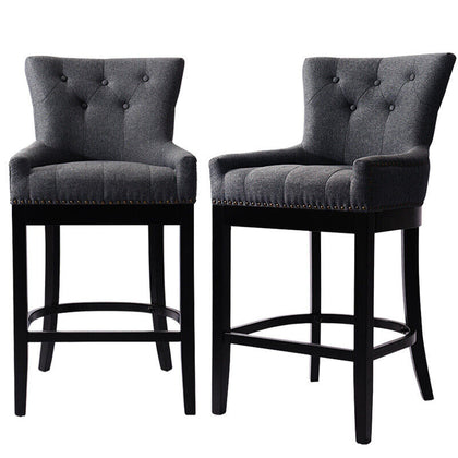 Bar Stools Set of 2pcs Bar Chairs Dark Grey High Stools Breakfast Counter Stools