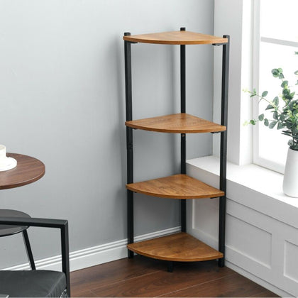 4 Tier Corner Storage Shelf Display Rack Free Standing Bookcase Shelving Unit