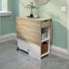 Wooden Mobile Drop Leaf Dining Table Folding Desk w/ 2 Wheels Storage Shelves