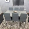Grey Dining Table and 6 chairs wood stone grey effect kitchen dining set for 6