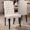 2/4PCS Linen Buttoned Dining Chairs Wooden Legs High Back Home Restaurant Seat