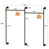 XX-Large Industrial Pipe Clothes Rack Wall Mounted Clothing Retail Garment Rod