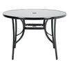 Round Metal Frame Glass Top Garden Patio Dining Table Outdoor Table Large 105cm