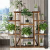 300℃ Carbonized Wood Plant Stand Durable Flower Pot Holder Shelving Unit Decorat