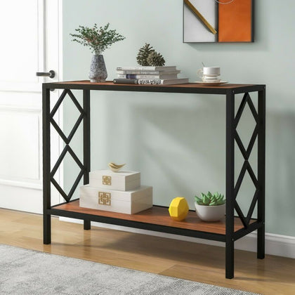 2‑Tier Retro Hallway Console Table Hall Entryway Living Room Furniture Hall Desk