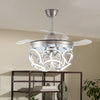 Modern Ceiling Fan Light Retractable Blade Dimmable LED Light Remote Control