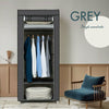 Grey Single Canvas Wardrobe Bedroom Hanging Rail Home Storage Wardrobe Furniture