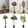 Large Potted Bunch Rose Blossom Flower Artificial Tree Plant Garden Home Decor