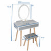 Makeup Dressing Table Vanity Set LED Light Mirror Stool Set Wood Desk Drawer UK
