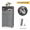 Bathroom Floor Cabinet Wooden Storage Cupboard with Adjustable Shelf & Doors