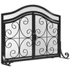 Magnetic 2 Doors Fireplace Screen Gate Large Spark Fire Guard Mesh Protector