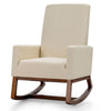 Modern Rocking Chair Upholstered Fabric Armchair Linen Padded Seat Rocker Chair