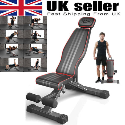 Adjustable Weight Bench Foldable Home Exercise Gym Workout Bench w/Extended Head