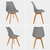 Modern Dining Table and 4 Chairs Set Tempered Glass PU Padded Seat Wooden Legs