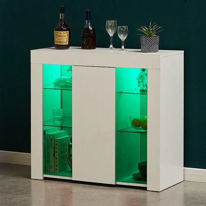 Modern LED White High Gloss Sideboard Storage TV Stand Cupboard Cabinet Unit