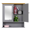 Bathroom Wall Cabinet Storage Cupboard with Mirror Wooden Shelves White Or Grey