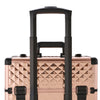 Rose Gold Makeup Trolley Train Case Beauty Cosmetic Vanity Case Box Wheel Drawer